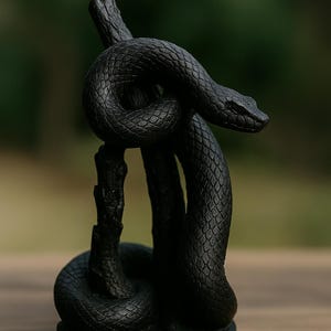 Handmade Snake Sculpture |  Black or Unpainted | Serpent Decor | Astrology Zodiac Symbol | Gothic Reptile Home Accent | Unique Gift