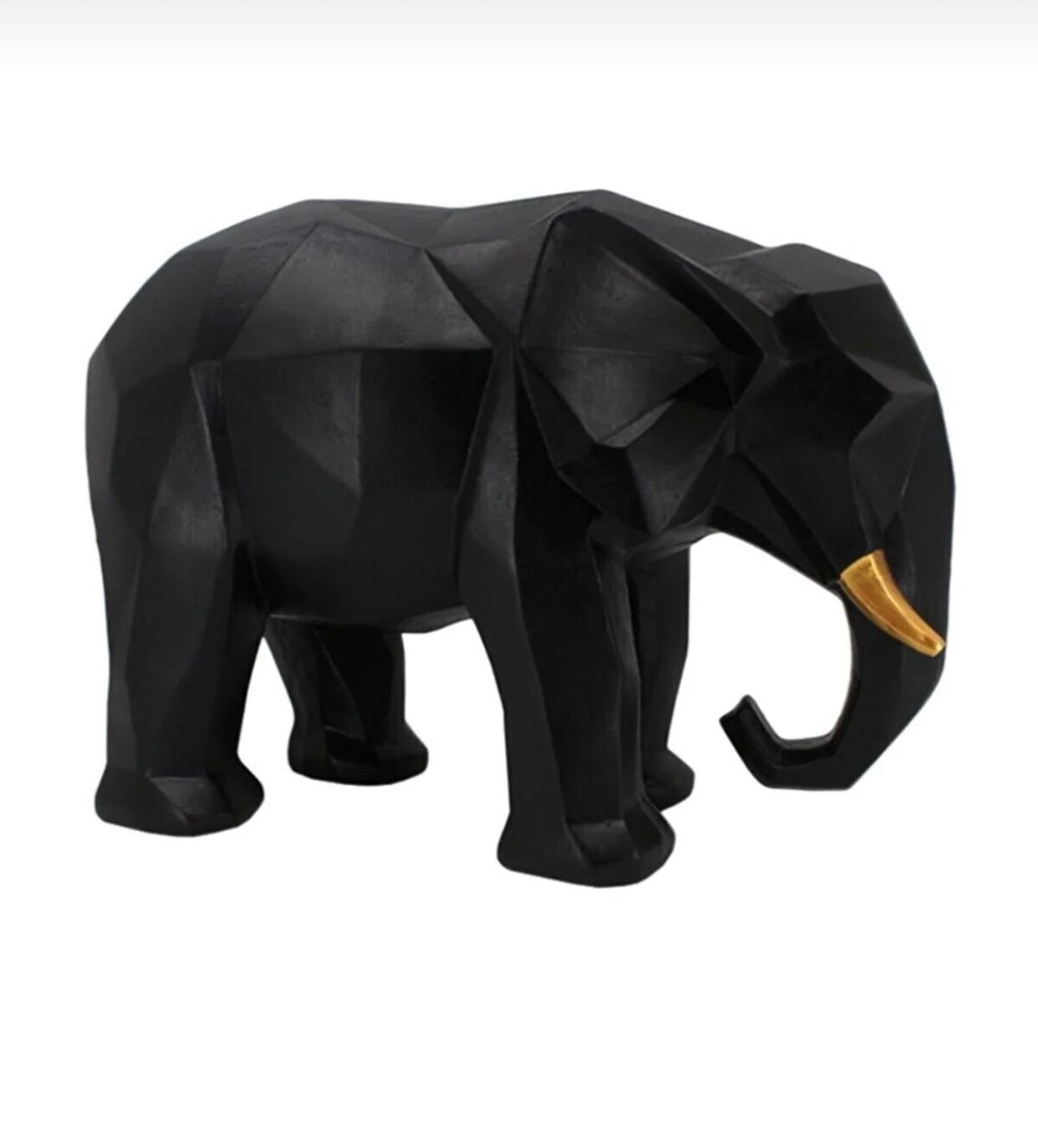 Elephant Statue, Black Elephant Sculpture , Geometric Elephant Figurine