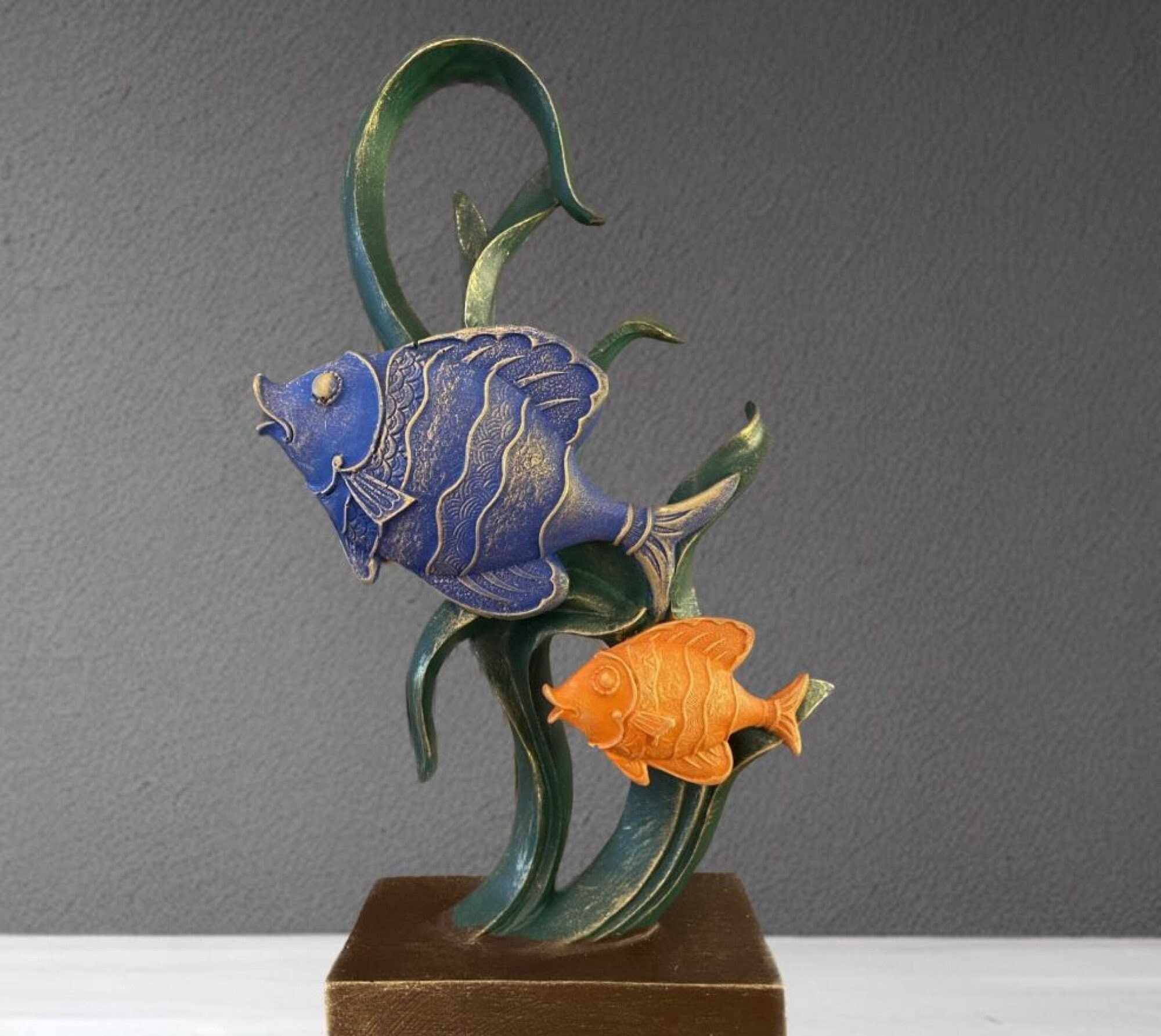 Fish Figurine Sculpture - 31x16 Cm Polyester Decorative Statue | Ocean ...