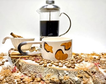 Handmade Ceramic Espresso Cup: Leopard Print Coffee Mug