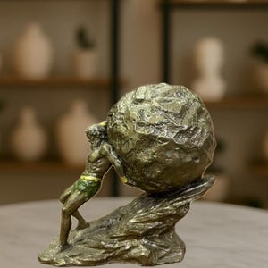 Sisyphus Statue – 11 cm Handmade Minimalist Sculpture | Mythological Resin Figurine | Inspirational Greek Decor| Philosophical Sculpture