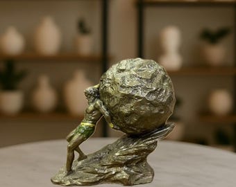 Handmade Sisyphus Statue: Minimalist Greek Myth Figurine