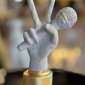 Decorative Hand Microphone Figurine- Hand Figurine Holding a Microphone- Microphone Trinket- Microphone Statue- Karaoke-Gift for Music Lover