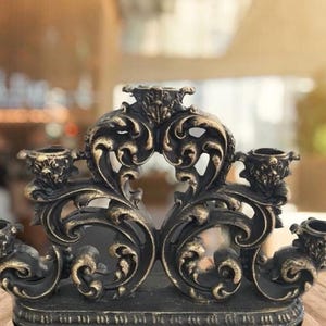 Candlestick, Art Decor Statue, Black-Gold Candlestick Candle Holder, Candlestick 5 Arms, Table Candlestick 5 Arms, Decorative Candlestick