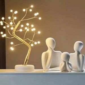 Couple Sculpture, Family Sculpture Figurines, Decorative Family statue of three,  Minimalist Home Gift, Happy Family Figure, Table Decor