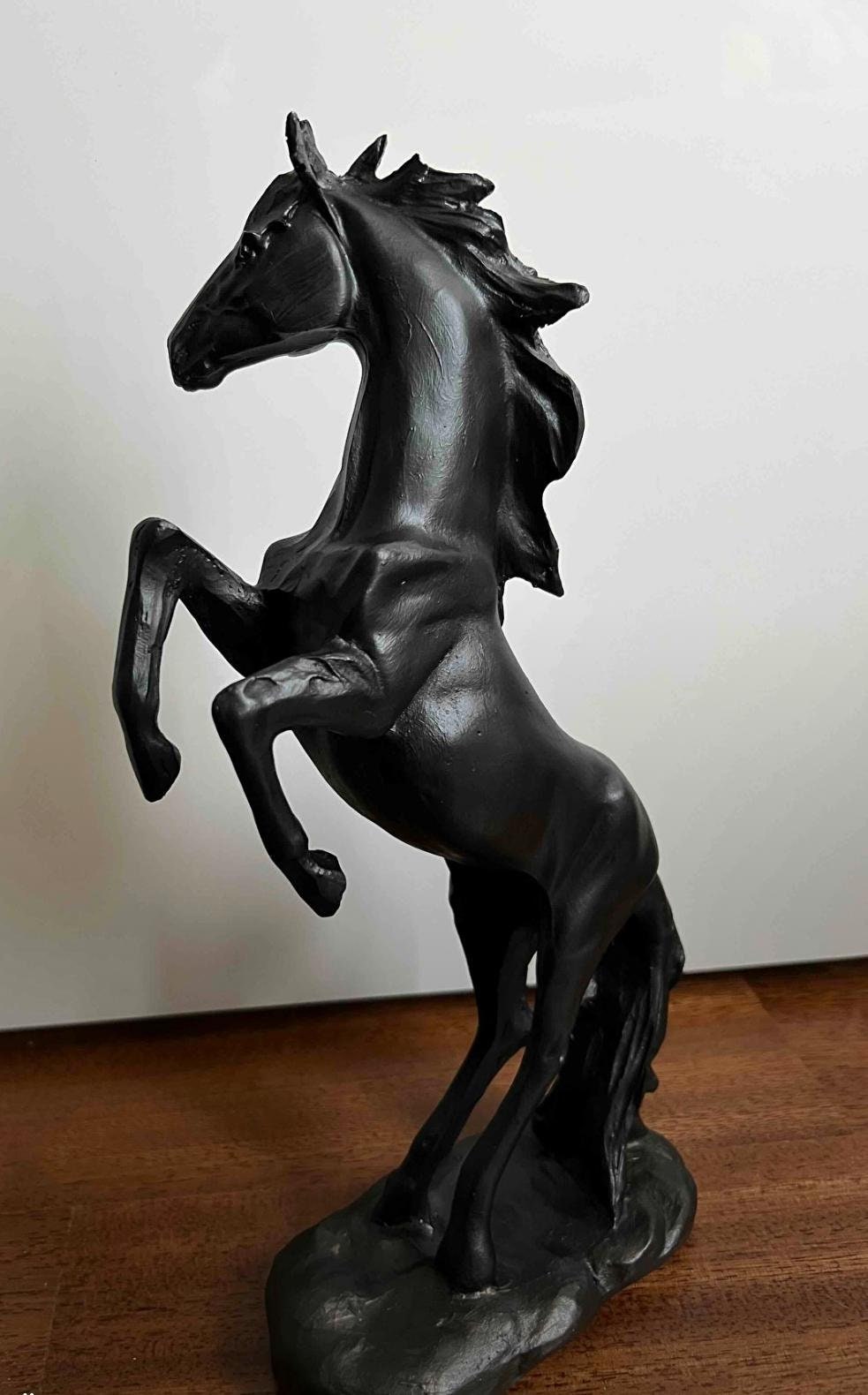 Horse Statue , Black Prancing Horse Statue , Prancing Horse Figurine