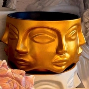Polyhedral Candle Holder/Plant, Buddha Face Flowerpot, Buddha Face Vase, Flower Pot, Candle Holder,Home Decor,Multi-Purpose Polyester Object