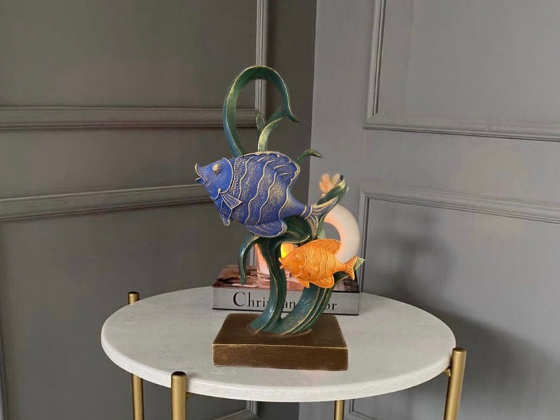 Fish Figurine Sculpture - 31x16 Cm Polyester Decorative Statue | Ocean ...
