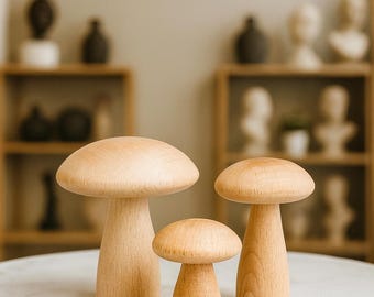 Handmade Wooden Mushroom Set | Minimalist Scandinavian Decor