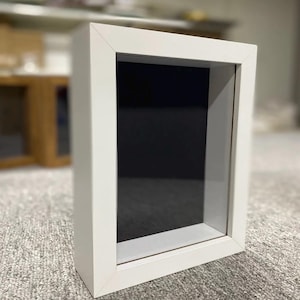 Multi-Purpose Deep Shadow Box Frame | 15x20 cm White/Black MDF | Real Glass Front | Keepsake Memory Box, Art Display, Gift Box, Photo Frame