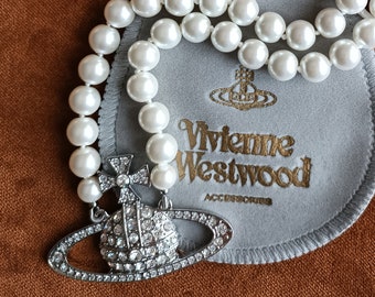 vivienne westwood one layer bas relief big pearl necklace with dustbag