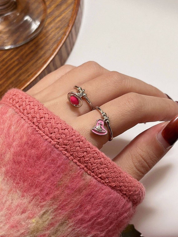 Vivienne Westwood Pink and Charm Saturn Ring - Etsy