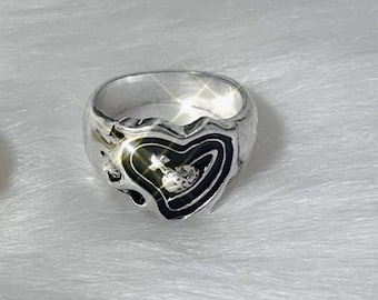 Seal Ring ,heart Ring ,nana Anime Saturn Ring - Etsy