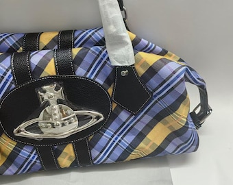 Vintage Vivienne Westwood Argyle Plaid Boston Bag With Orb in