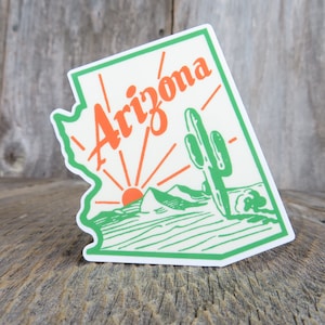 Arizona State Shaped Sticker Retro Color Cactus Travel Souvenir Laptop