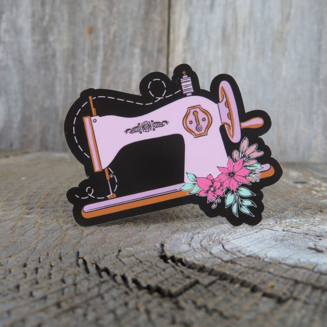 Sewing Machine Plug Sticker Vintage Pink Sewing Machine Sticker Waterproof Flowers Color Waterproof ...