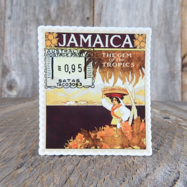 Jamaica Postal Stamp Sticker Gem of the Tropics  Travel Souvenir Water Bottle Laptop