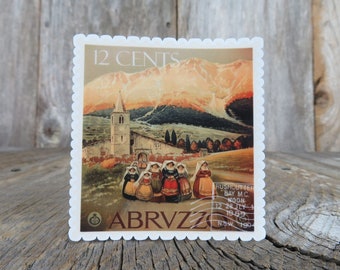 Abruzzo Italy Postal Stamp Sticker Waterproof Abrvzzo Travel Souvenir Water Bottle Laptop