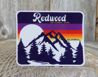 California National Park Sticker Redwood Trees Purple Orange