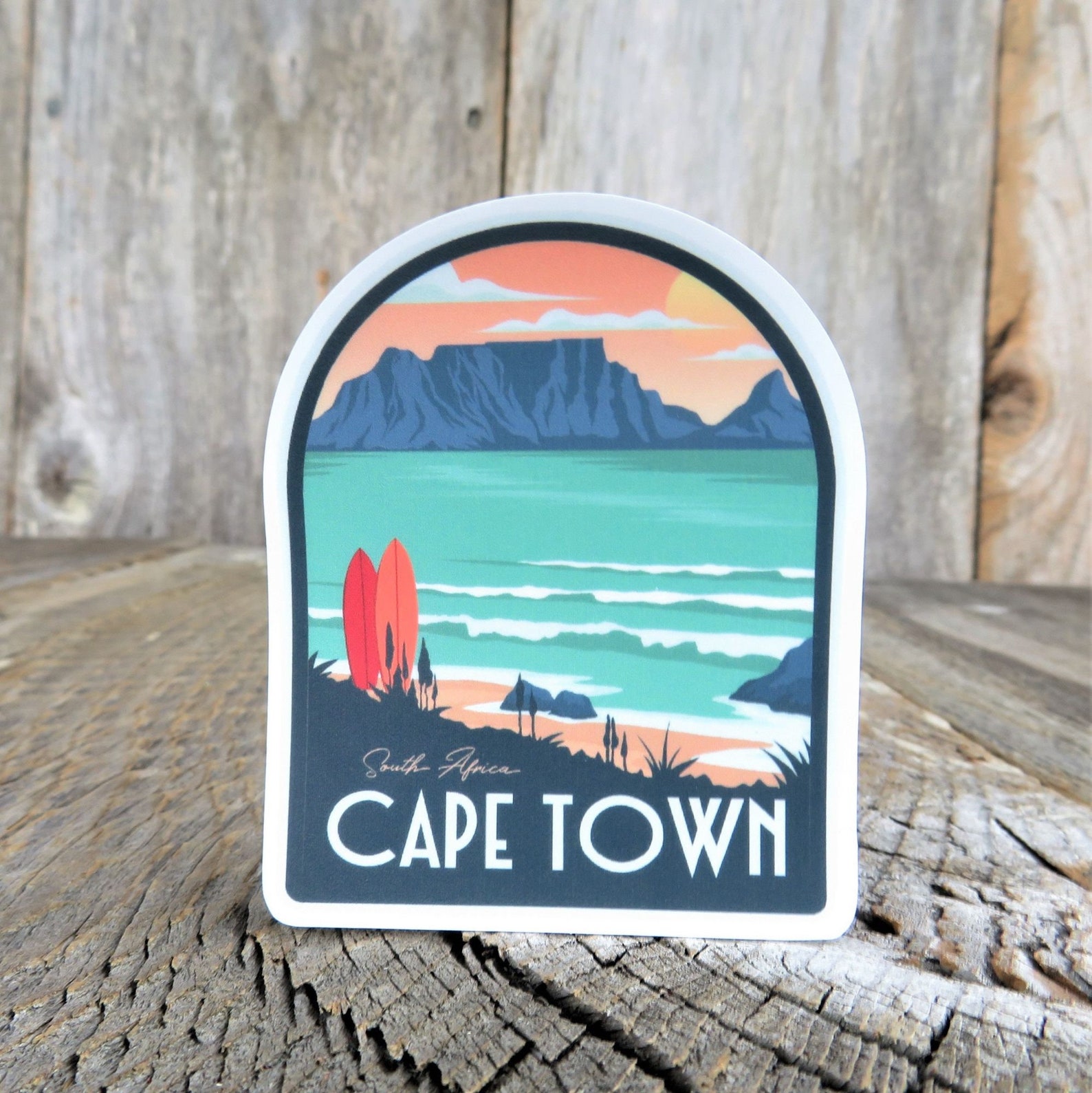 Table Mountain Cape Town Sticker South Africa Coast Retro Color Travel ...