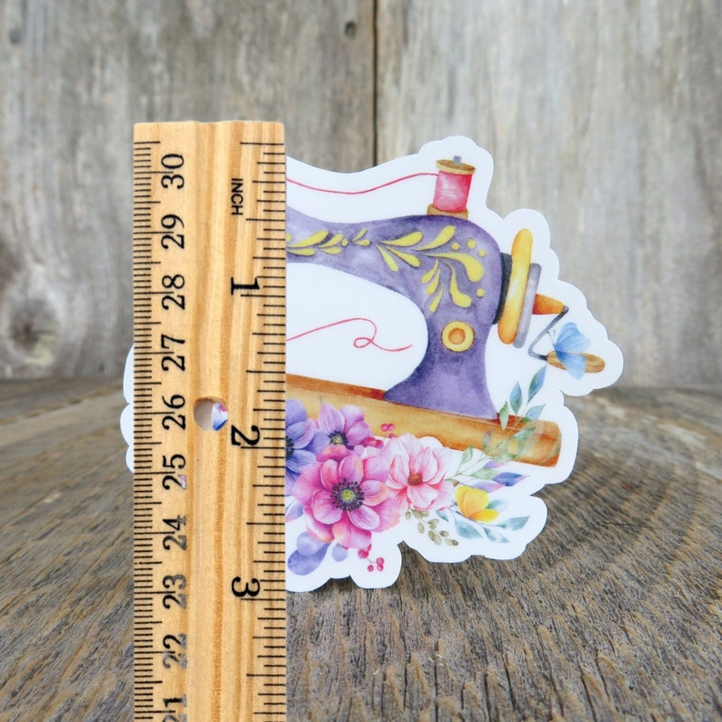 Vintage Sewing Machine Sticker Flowers Full Color Quilters Etsy