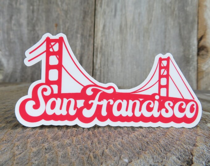 San Francisco Red Golden Gate Bridge Sticker California Souvenir Retro ...