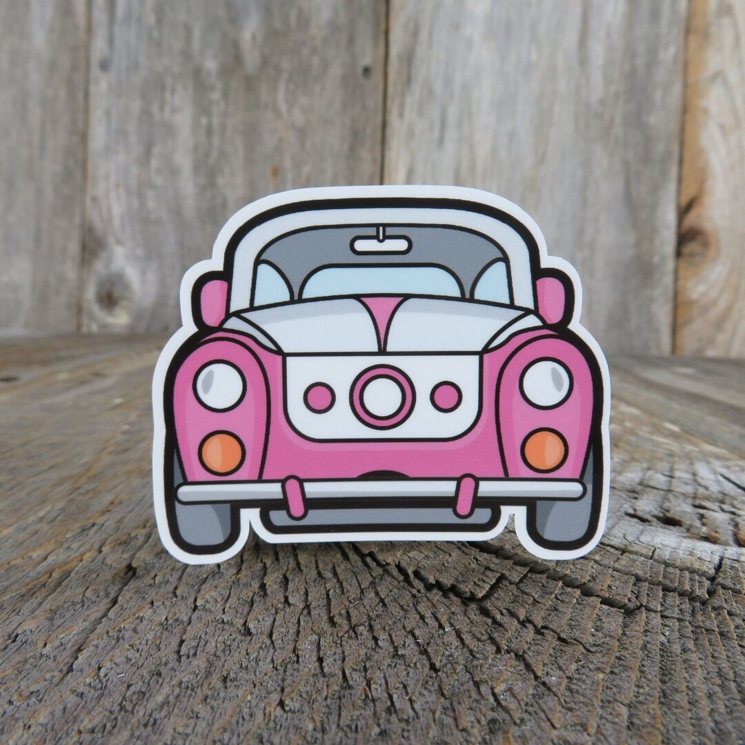 Pink Classic Car Sticker Retro Bug Style Waterproof Laptop Decoration ...