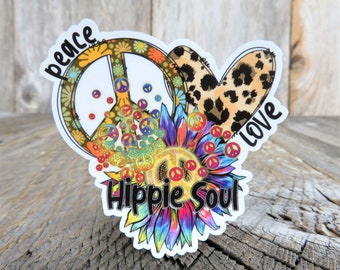Peace Love Hippie Soul Sticker: Retro