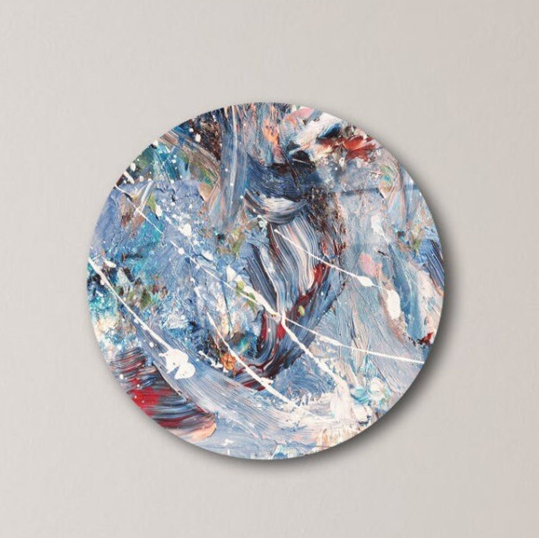 Tempered Round Glass Wall Art Wall Decor Multicolour Marble Etsy