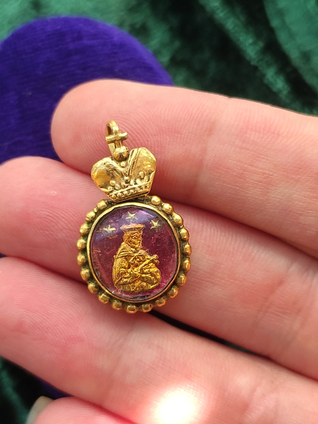 An Antique 8ct Gold Reliquary Pendant Etsy