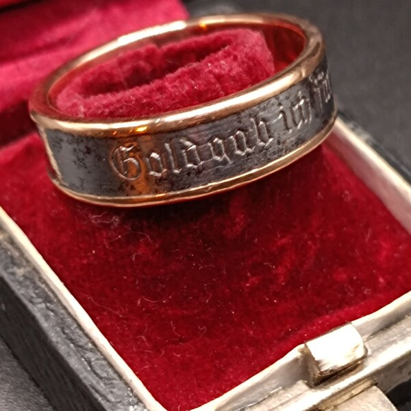 Collectible Antique 14ct Gold & Iron ring " Gold gab ich für Eisen"