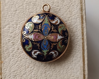 An Amazing Antique Colorful Swiss Enamel Locket Solid Gold