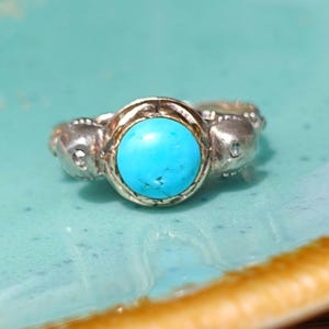 Antique Georgian Turquoise & Diamond 3 Stone Ring