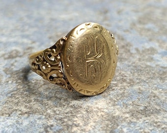 Antieke 14kt gouden zegelring