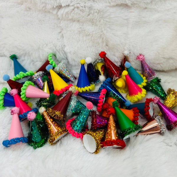 Assorted Mini Party Hats for Plastic Dinosaur or Animal Figurines