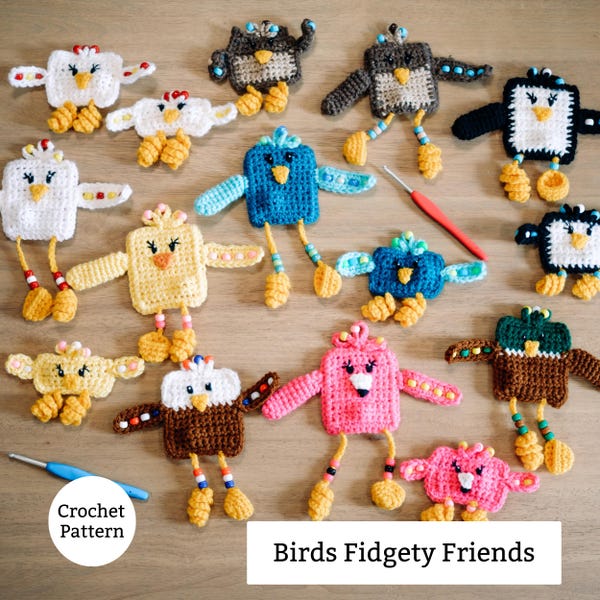 Wzór na szydełkową zabawkę Fidget Toy Bird Fidgety Friend: Koralikowy labirynt z marmuru, który łagodzi lęk. Świetny sposób na uspokojenie ADHD, autyzmu, stresu i zajętych rąk.