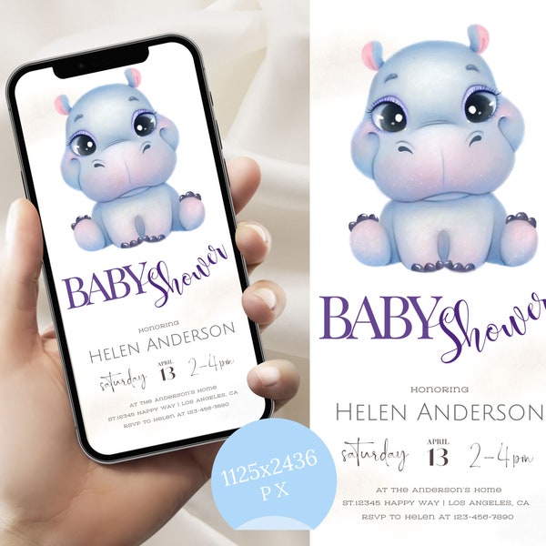 Baby shower mobile invitation Digital baby shower invitation Mobile baby shower invite Gender-neutral cute baby shower invitation