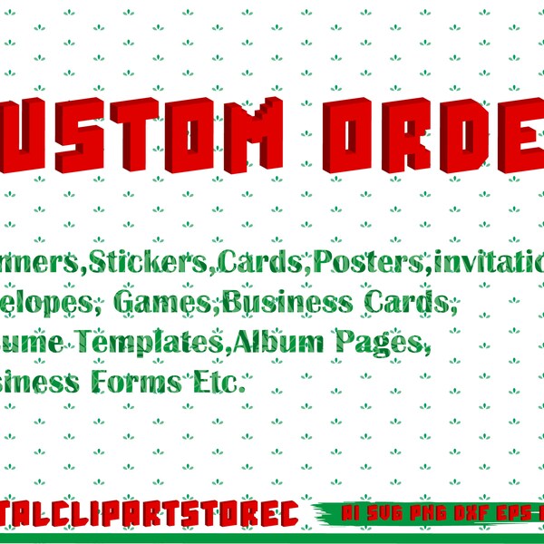 Custom Order / Planners,Stickers,Cards,Posters,invitations,Envelopes, Games,Business Cards,Resume Templates,Album Pages,Business Forms Etc.