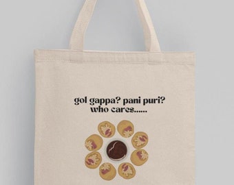 Gol Gappa Tote Bag | Pani Puri Lovers Bag | Desi Streetwear Accessory | Funny Indian Food Tote | Gift for Her | Eco-Friendly Canvas Bag