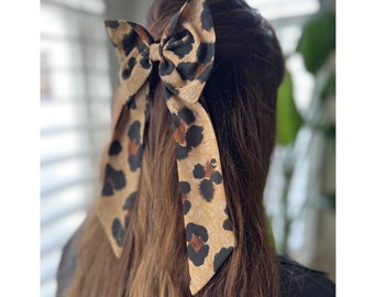 Leopard print hair bow