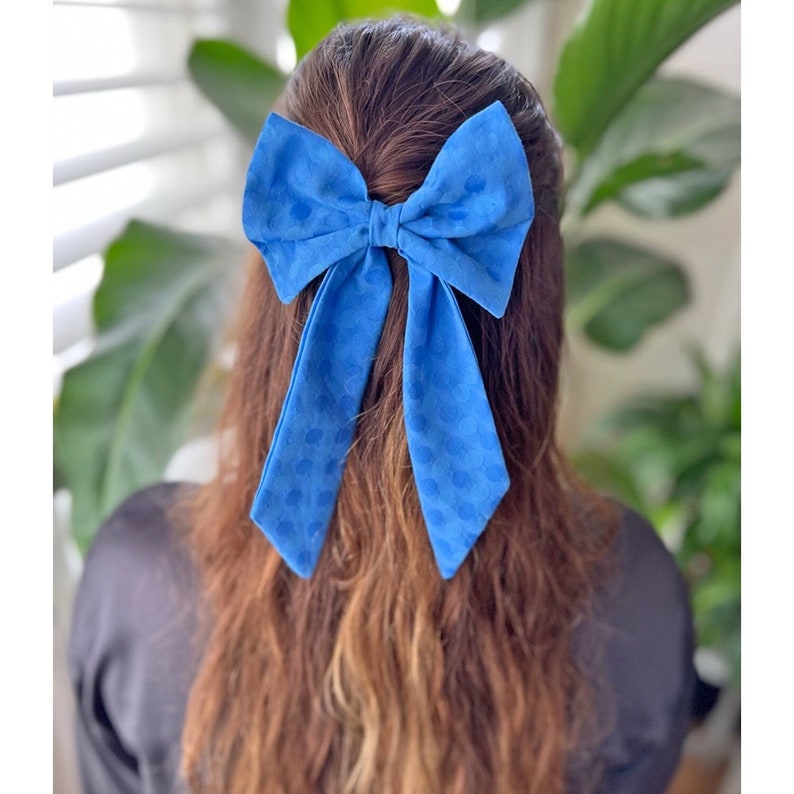 Blue dots hair bow image 1