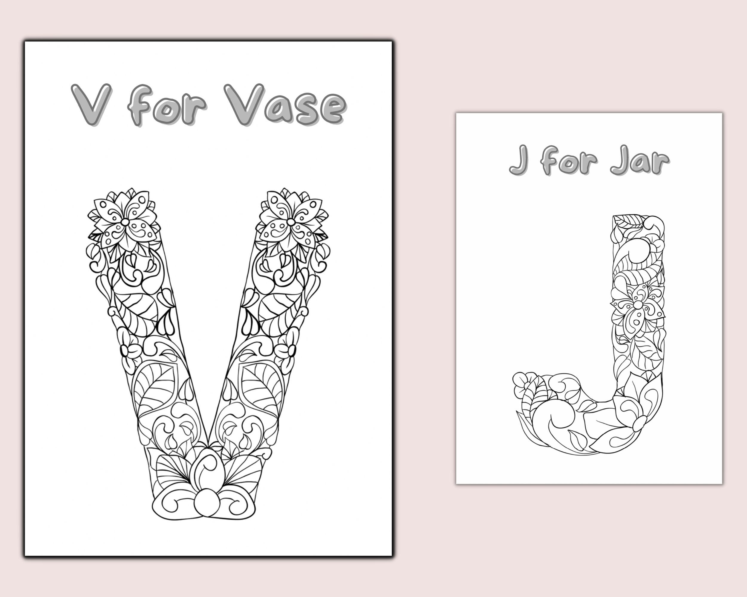 Alphabet Flowers Printable Coloring Worksheets Preschool Etsy