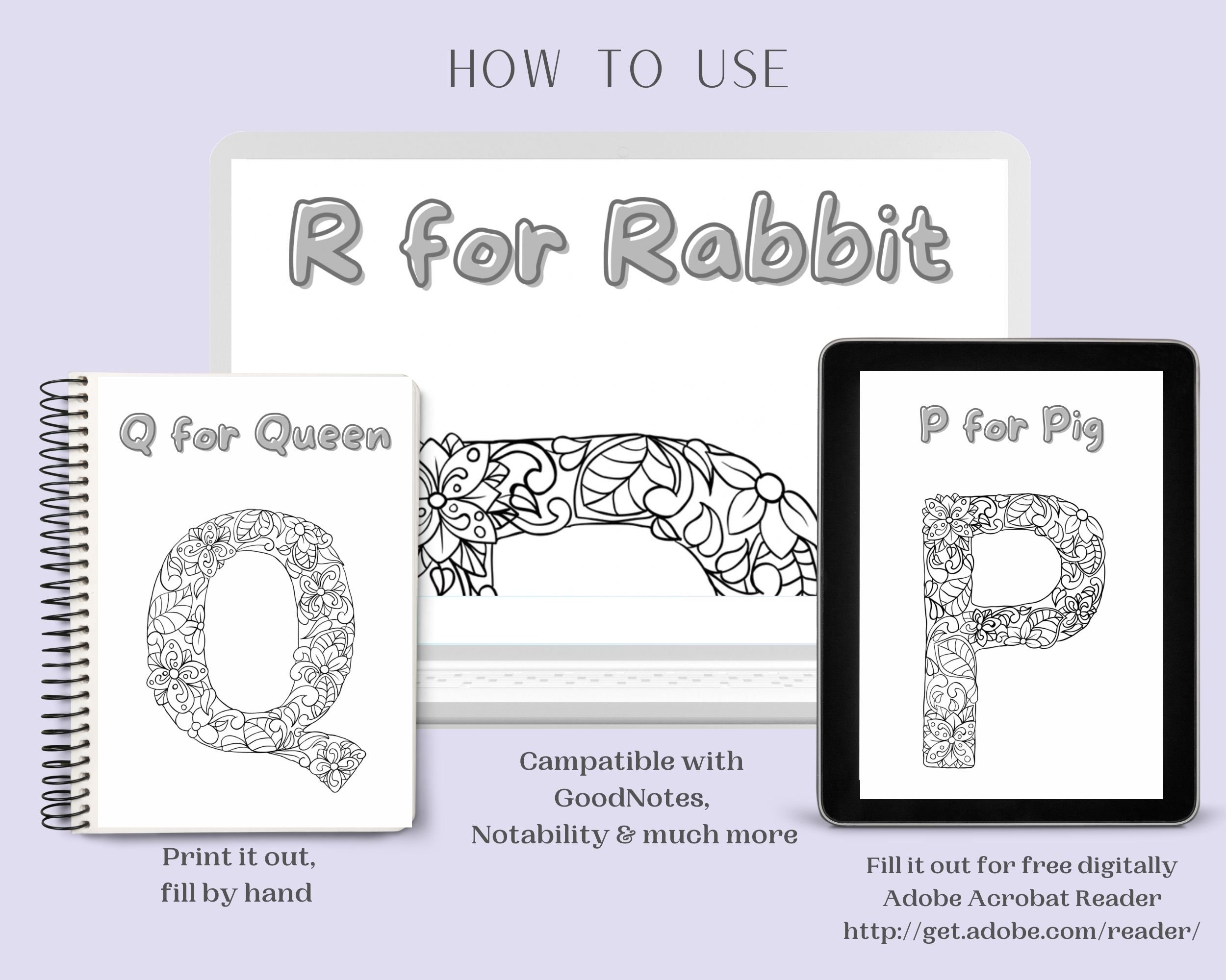 Alphabet Flowers Printable Coloring Worksheets Preschool Etsy