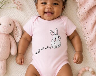 Bunny with Pawprints Infant Bodysuit | Cute Baby Bunny Illustration
