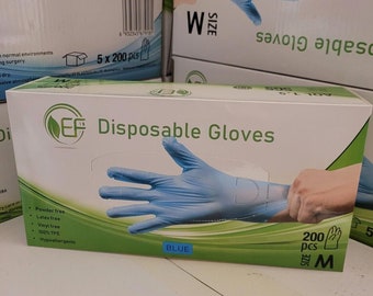 1000 TPE MEDIUM Disposable Gloves (5 Boxes of 200 Gloves) Latex Vinyl Powder Free Work Food Tattoo Safe PPE Everyday General Use