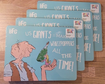 6 Pack Roald Dahl BFG Big Friendly Giant Cork Backed Children Meal Placemat Party Dinner