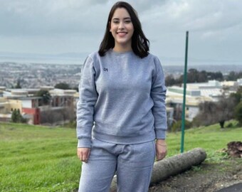 Women's Grey Cotton Sweat Suit • Full Sleeve Pajama Set