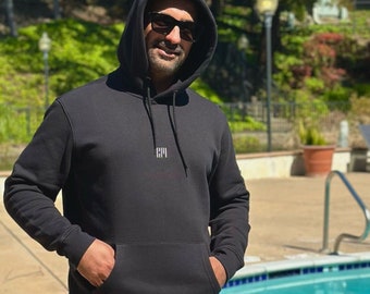 Men's Black Hoodie with Embroidered Logo • Premium Cotton Hoodie for Father • Birthday or Winter Gift for Him • Valentine Gift