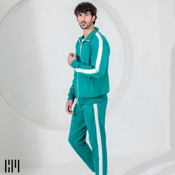 Green Men's Jogging Track Suit • Travel and Gym-Ready • Birthday Gift for Him • Track Suit for Father • Birthday Gift