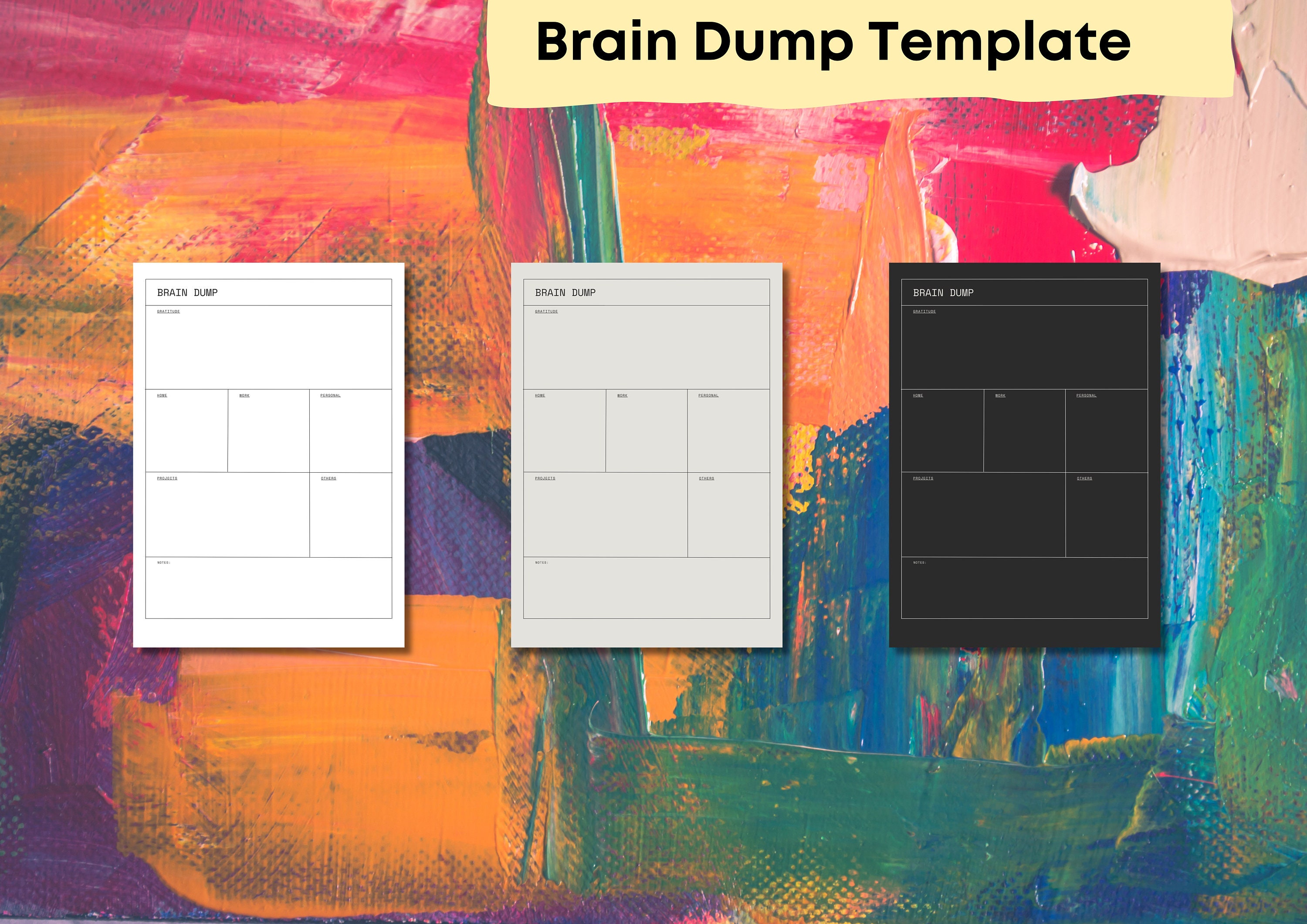 Brain Dump Template Printable and Digital - Etsy